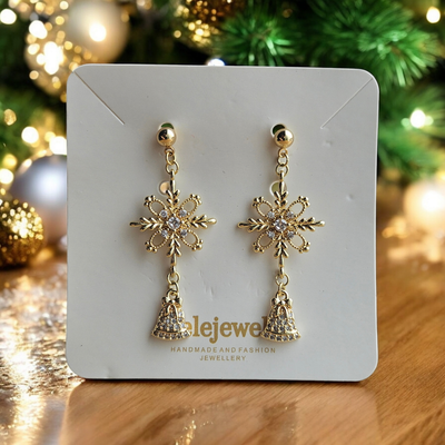 18K Gold Plated Big Snowflake Glove Earrings