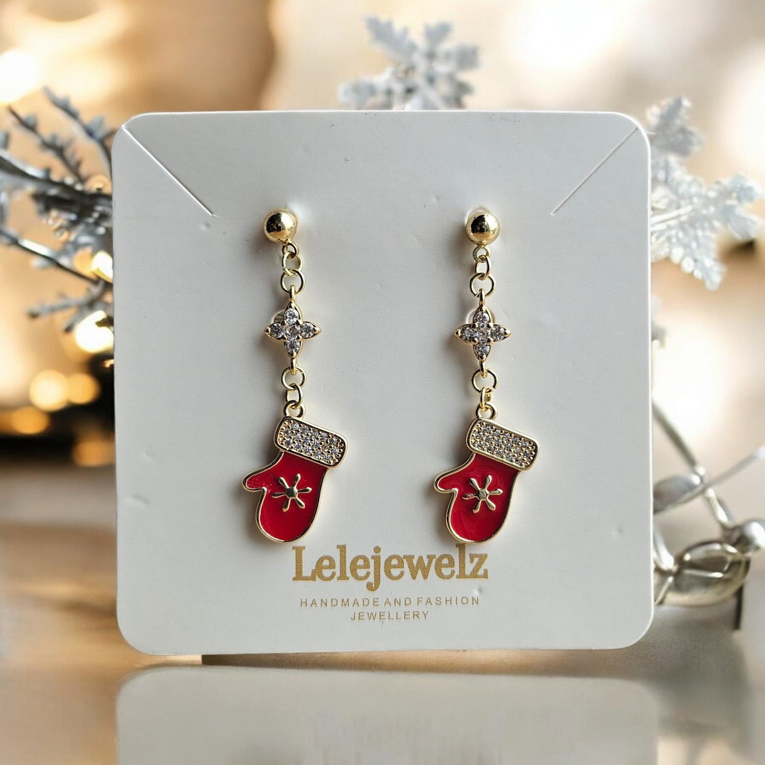 18K Christmas Gloves Twin Earrings