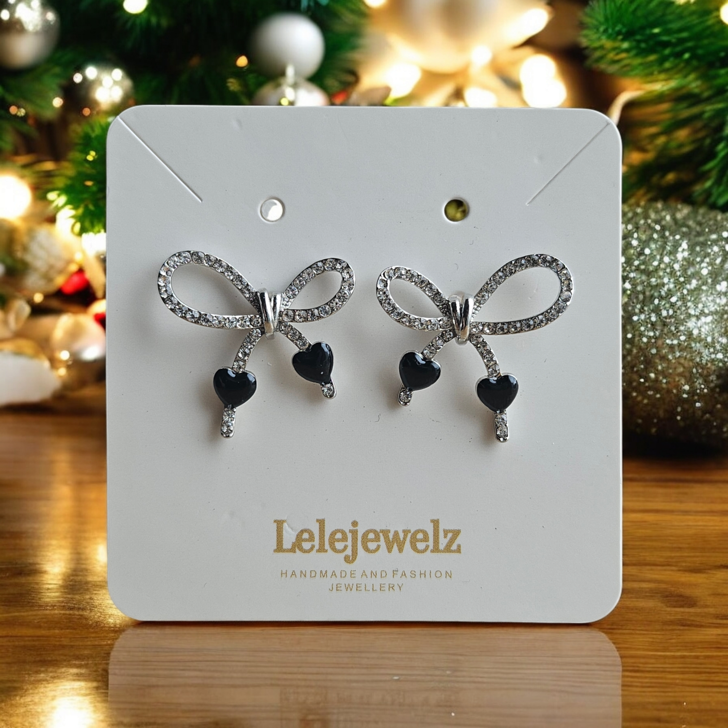 Sterling Silver Christmas Bow Earrings