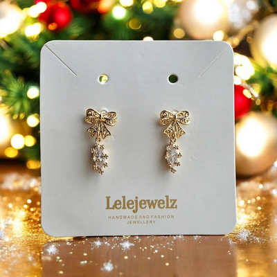 18K Gold Plated Mini Christmas Bow Stud Earrings