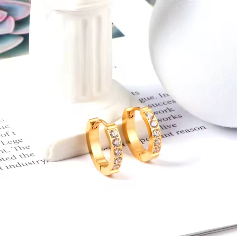 Waterproof Thick Crystal Cassie Hoops