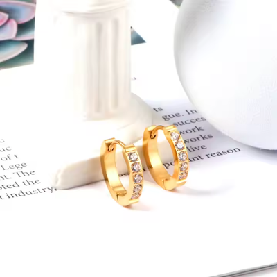 Waterproof Thick Crystal Cassie Hoops