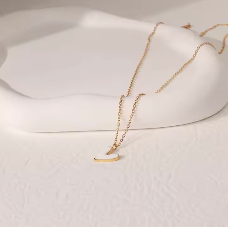 Waterproof White Heart Whitney Necklace