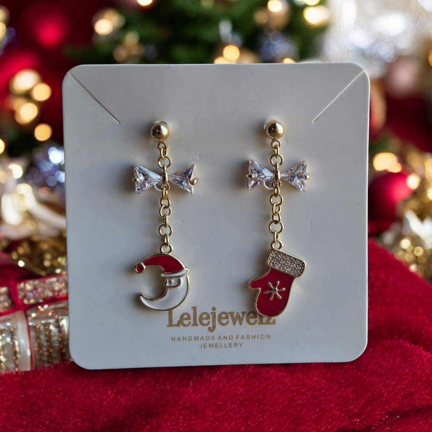 18K Gold Plated Moonta Glove Duo Bow Earrings