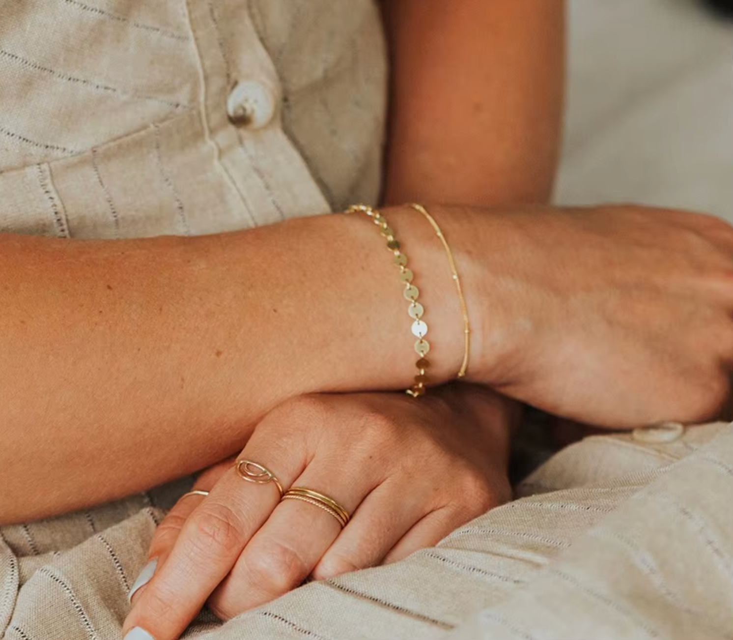 Waterproof Dainty Demi Disk Bracelet