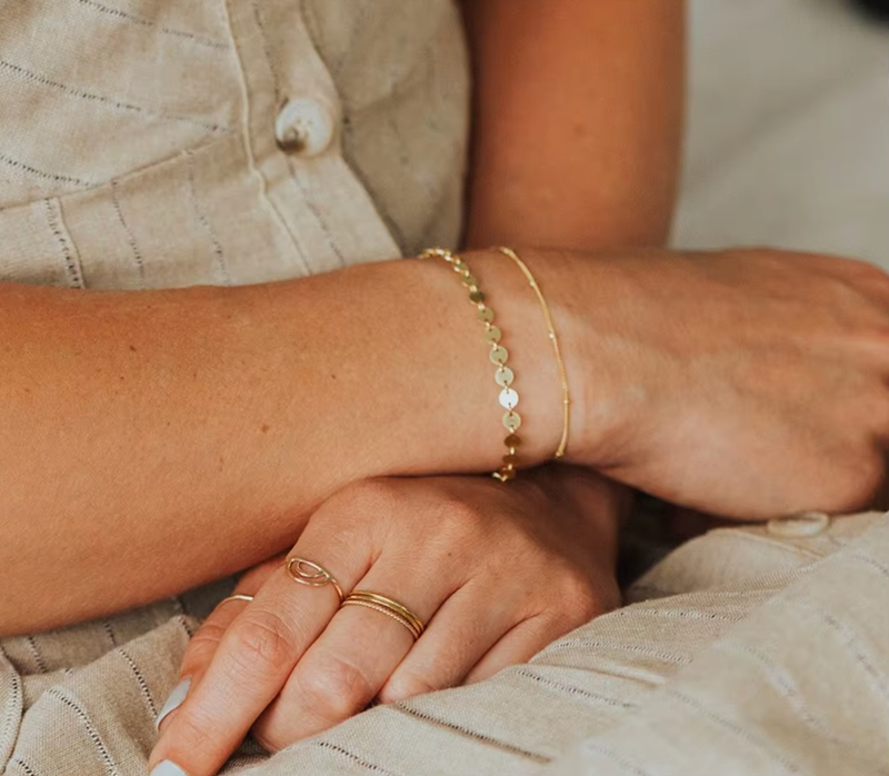 Waterproof Dainty Demi Disk Bracelet