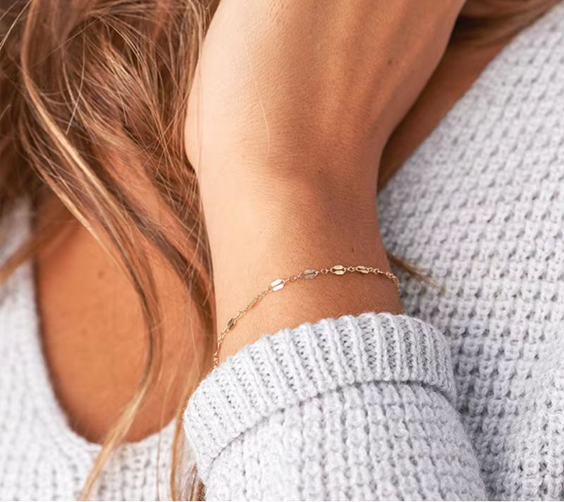 Waterproof Gold Lip Libby Link Chain Bracelet