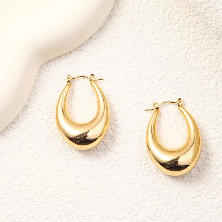 Waterproof U-Shaped Chunky Lisa Hoops