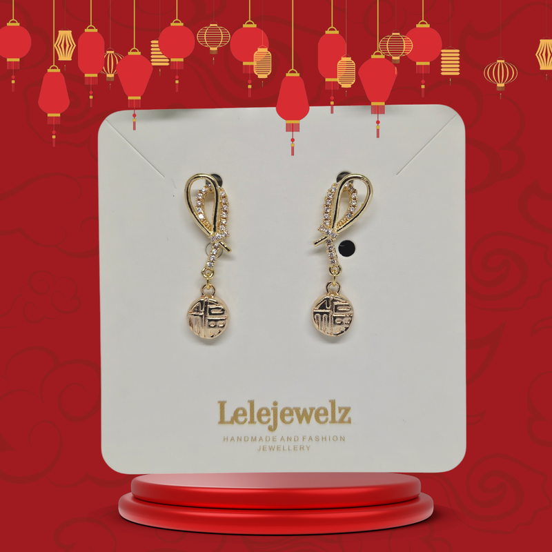 18k Gold Plated Mini Lucky Bow Earrings