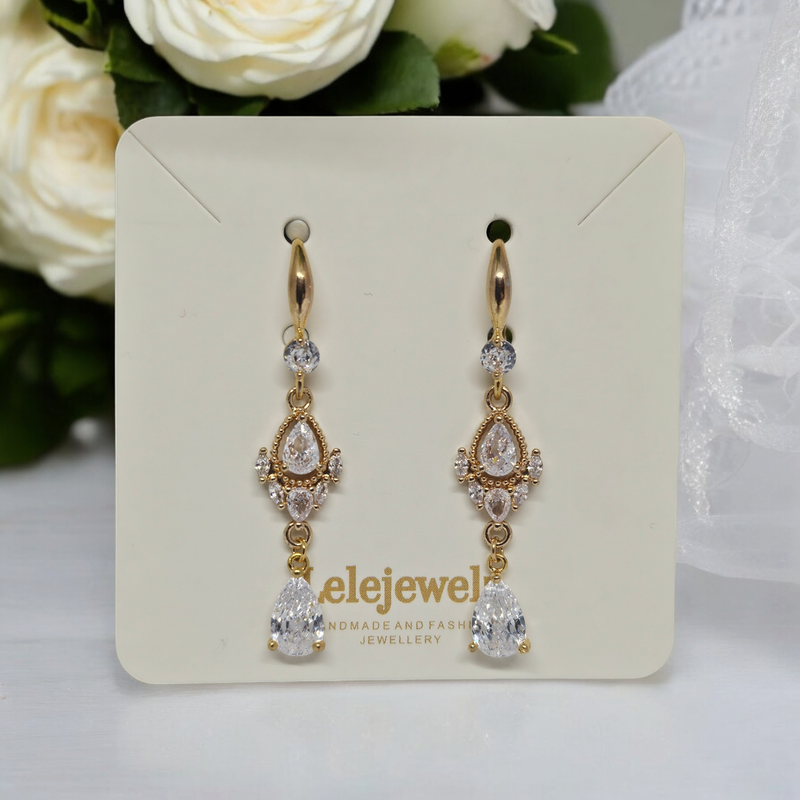 18K Gold Plated Crystal Amy Drop Earrings