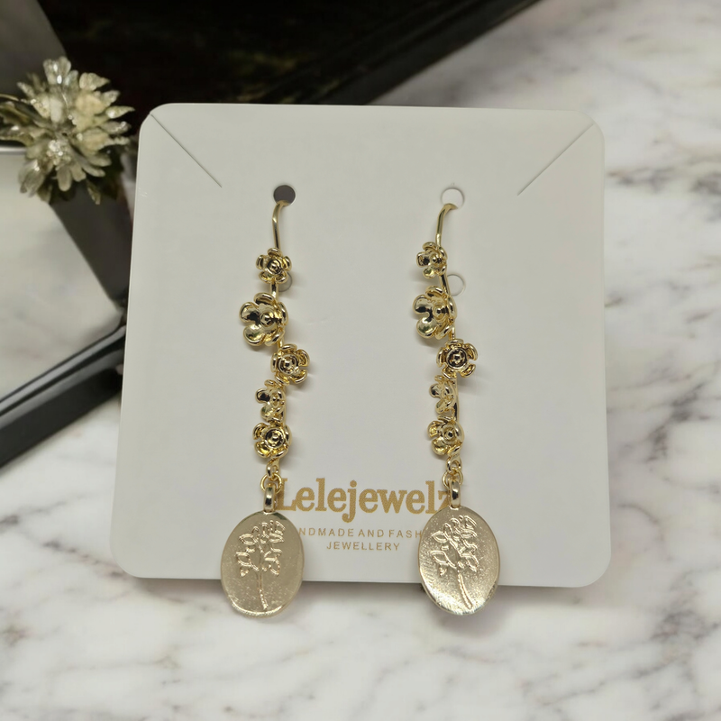 18K Gold Plated Multi Flower Valerie Hook Earrings