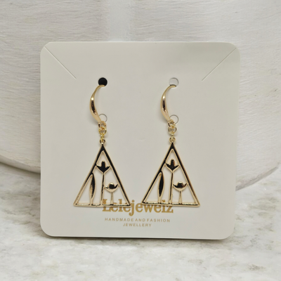 18K Gold Plated Triangular Flower Florance Earrings