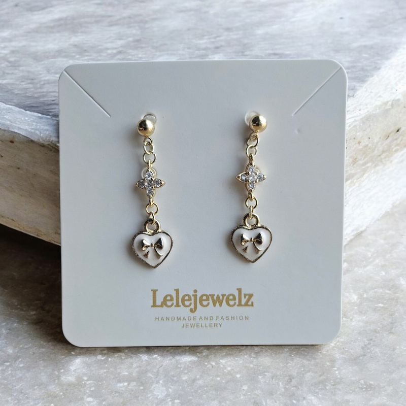 18K Gold Plated Crystal Cross Bow Earrings