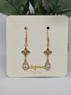 18K Gold Plated Simple Cross Crystal Earrings