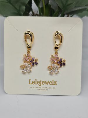 18K Gold Plated Flowers Trio Earrings