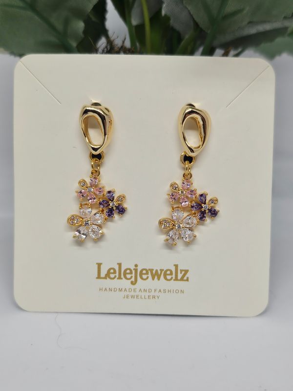 18K Gold Plated Flowers Trio Earrings
