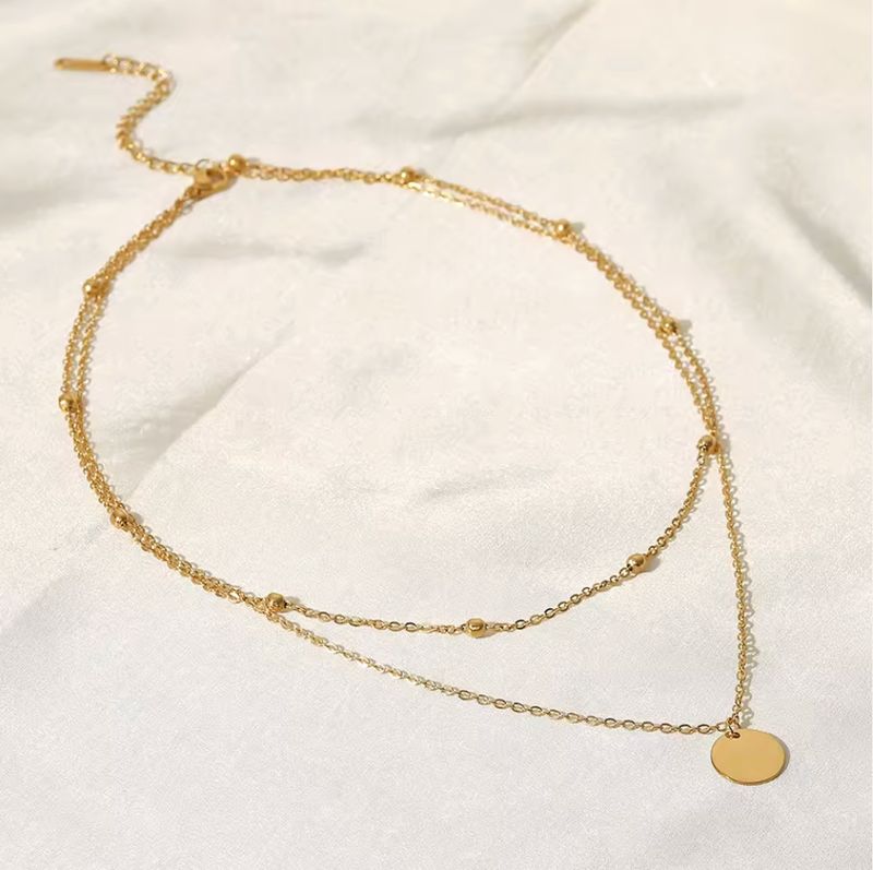 Waterproof Double Layer Beaded Round Pendant Penelope Necklace