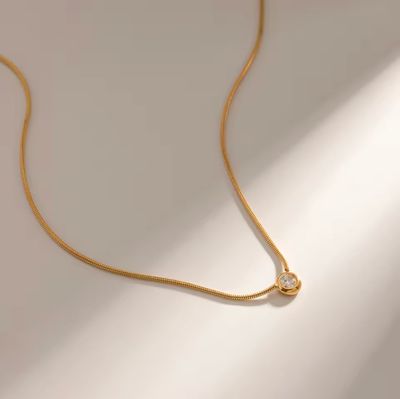 Waterproof Snake-chain Round Crystal Lola Necklace