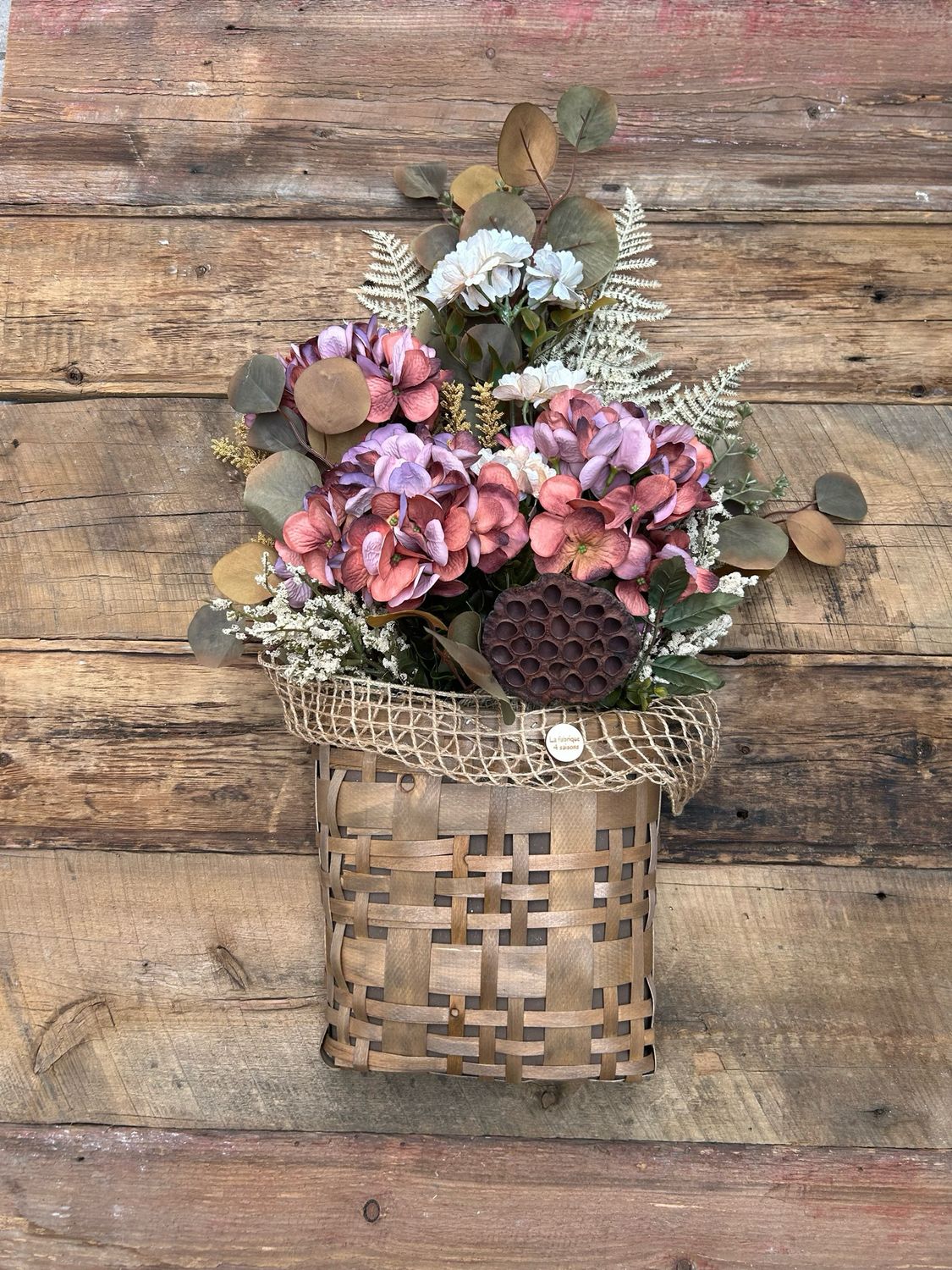 Panier d’automne fleurs d’hydrangeés