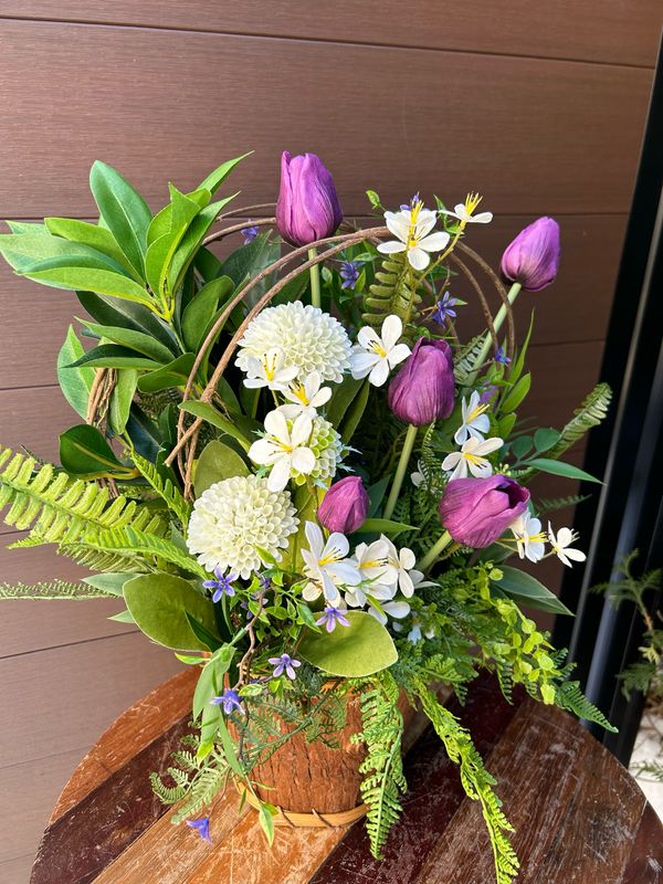 Arrangement tulipes mauves 