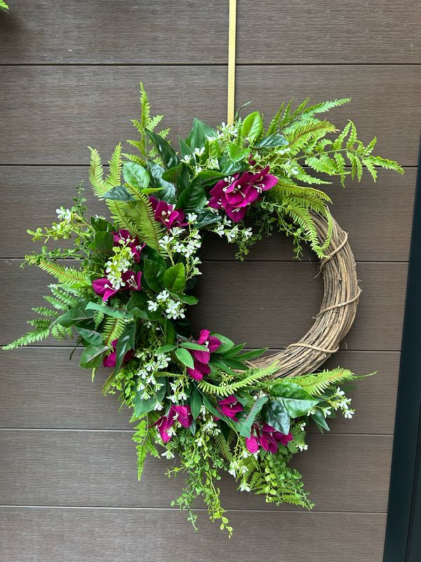 Couronne fleurs de bougainvilliers prune 