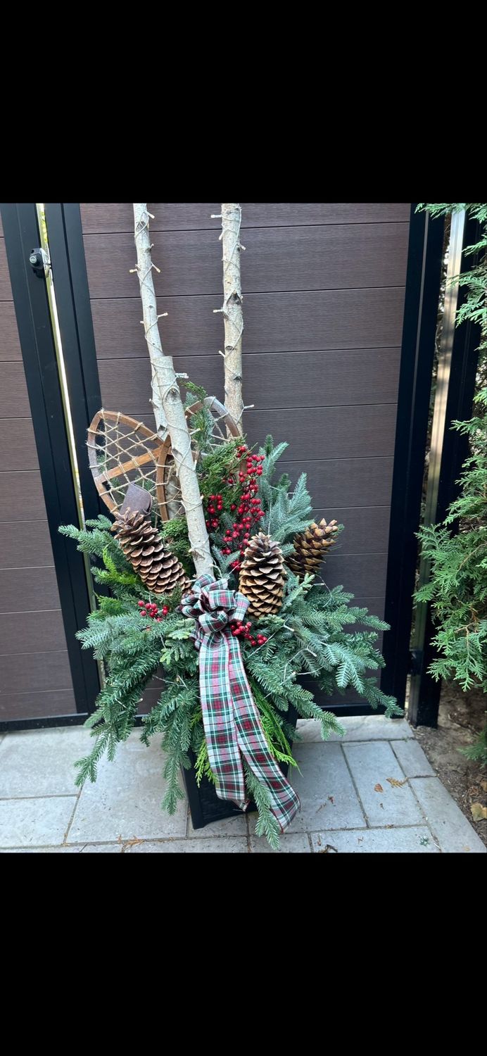 🌲 Grand pot extérieur de Noël et d’hiver artificiel – 72 pouces