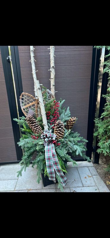 🌲 Grand pot extérieur de Noël et d’hiver artificiel – 72 pouces