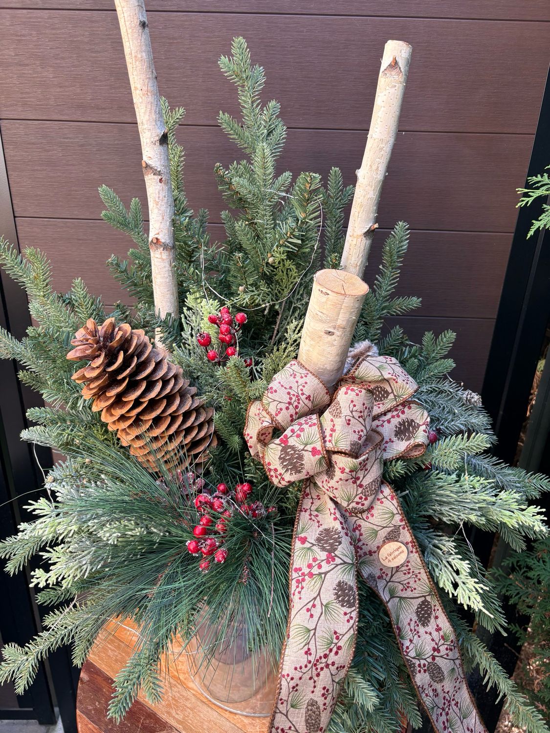 🌲 Arrangement de Noël rustique 45 pouces avec lumières programmables – Décoration hivernale artisanale
