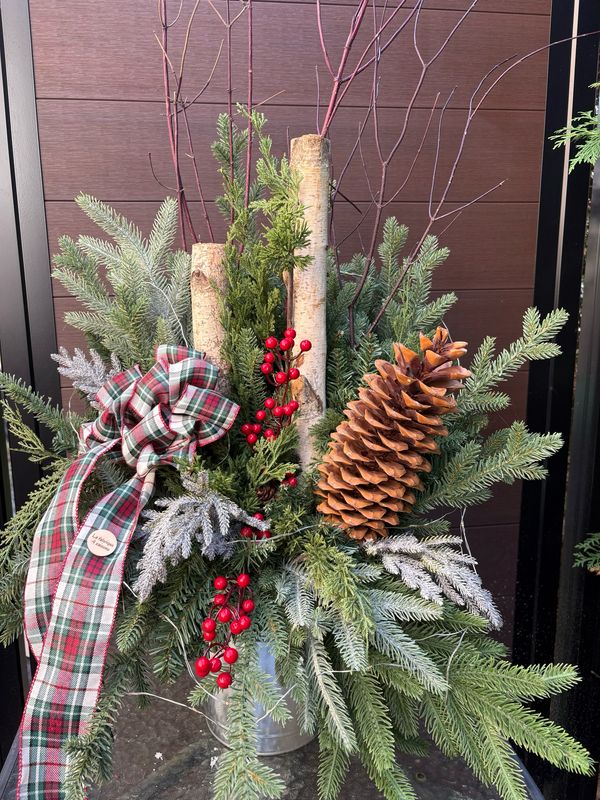 🎁 Arrangement de Noël fait main 45 pouces – Décoration rustique lumineuse pour l’hiver