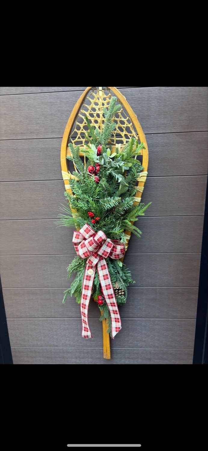 🎿 Raquette de babiche décorative de Noël – 42x12 pouces