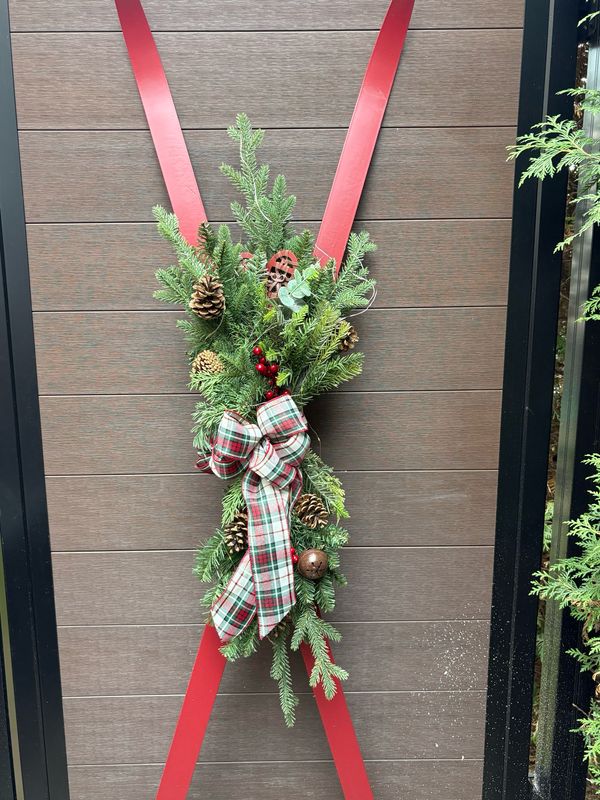 🎿 Skis décoratifs de Noël rustiques – Grande décoration hivernale 72 pouces