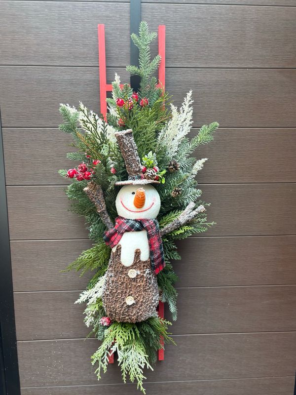  ⛄ Échelle de Noël décorative avec bonhomme de neige – 36 pouces