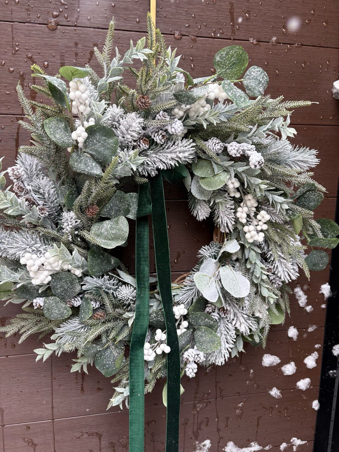 ❄️ Couronne enneigée – Rustique chic ❄️