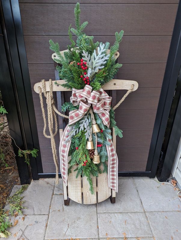 🛷 Traîneau décoratif de Noël – Neuf au look antique