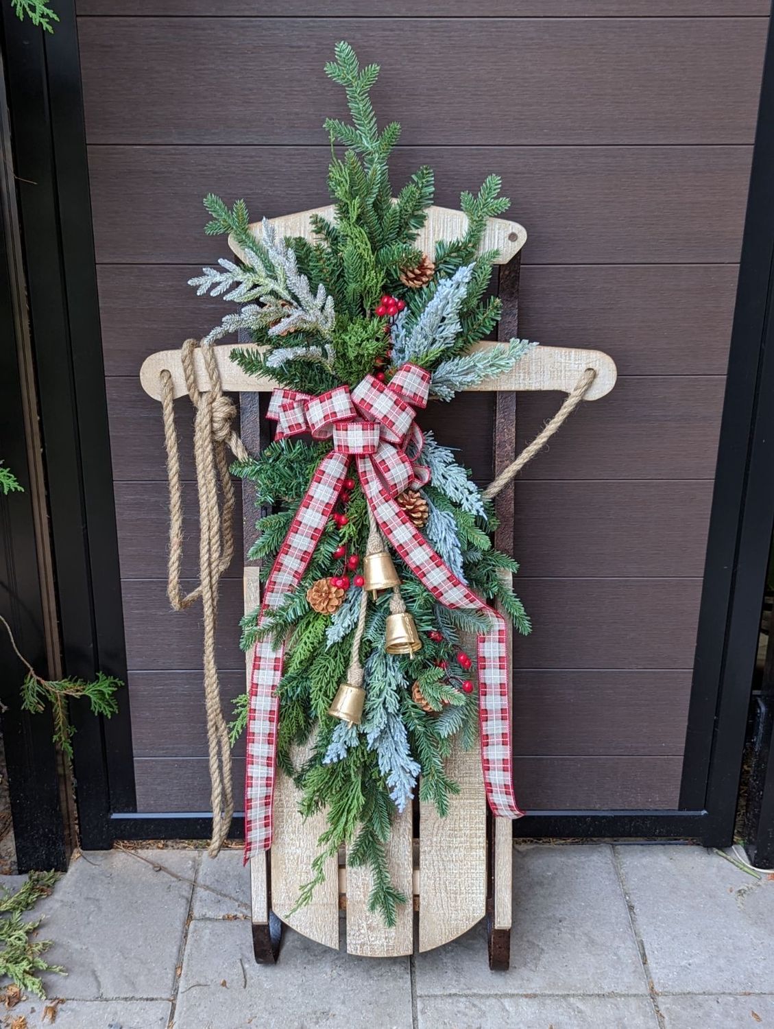 🛷 Traîneau décoratif de Noël – Style rustique chic