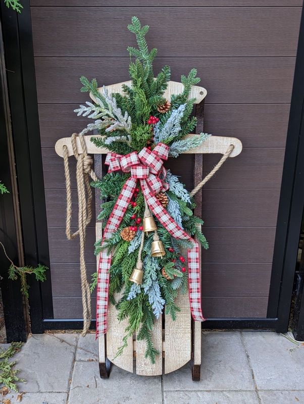 🛷 Traîneau décoratif de Noël – Style rustique chic