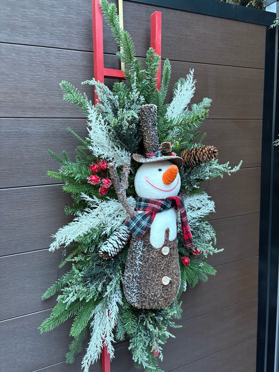 Décoration murale / de porte – Échelle 36 pouces avec bonhomme de neige