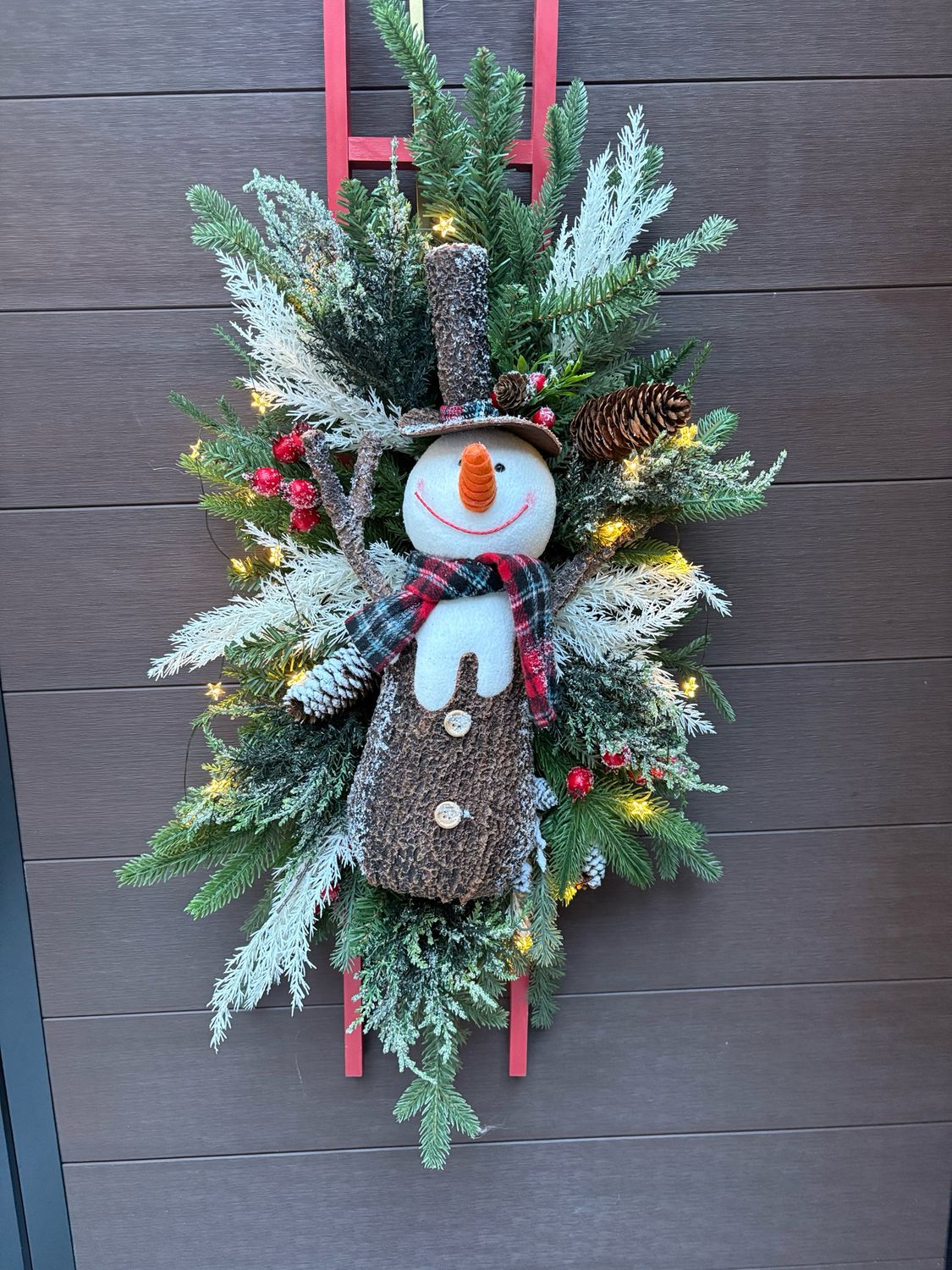  ⛄ Échelle de Noël décorative avec bonhomme de neige – 36 pouces