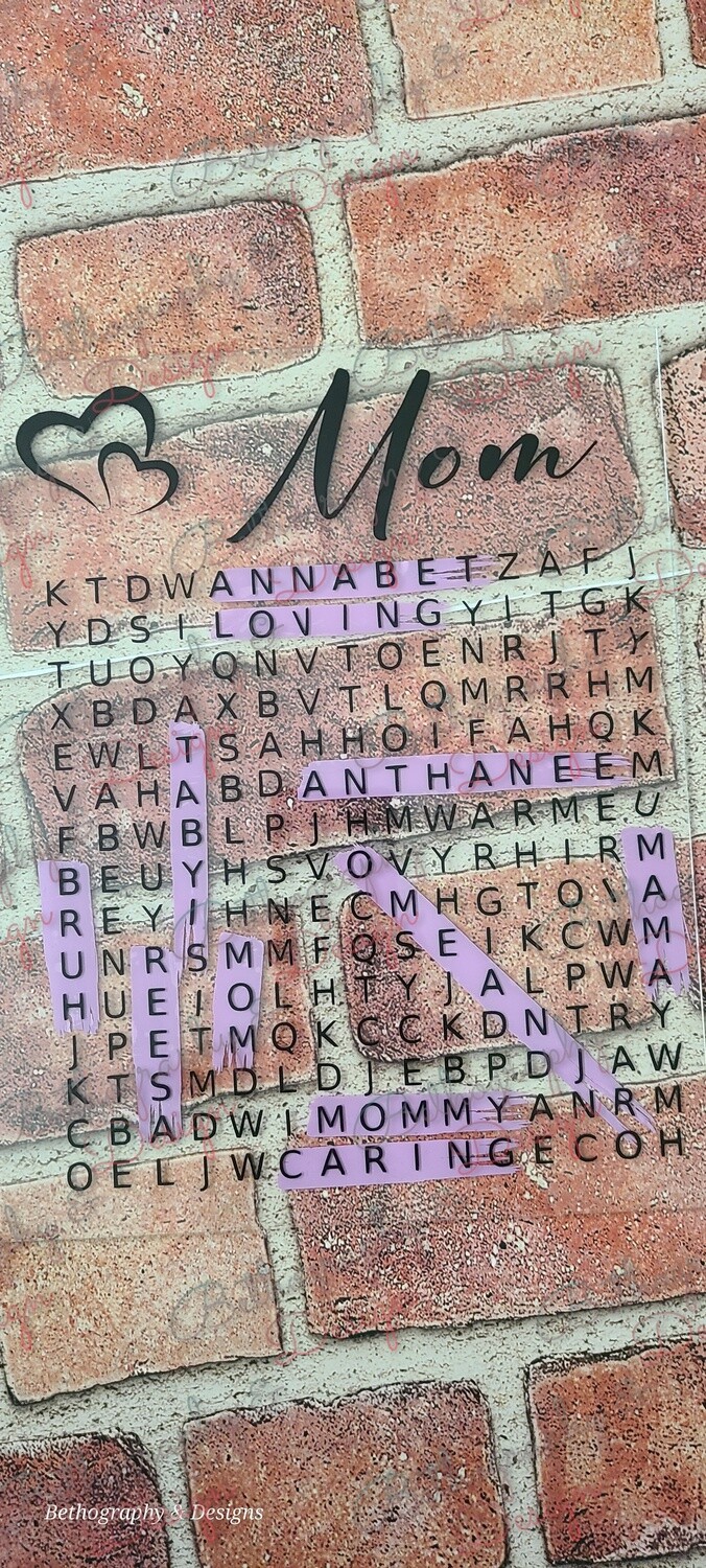 Custom Personalized Word Search Puzzle on Acrylic- Unique Gift for Any Occasion