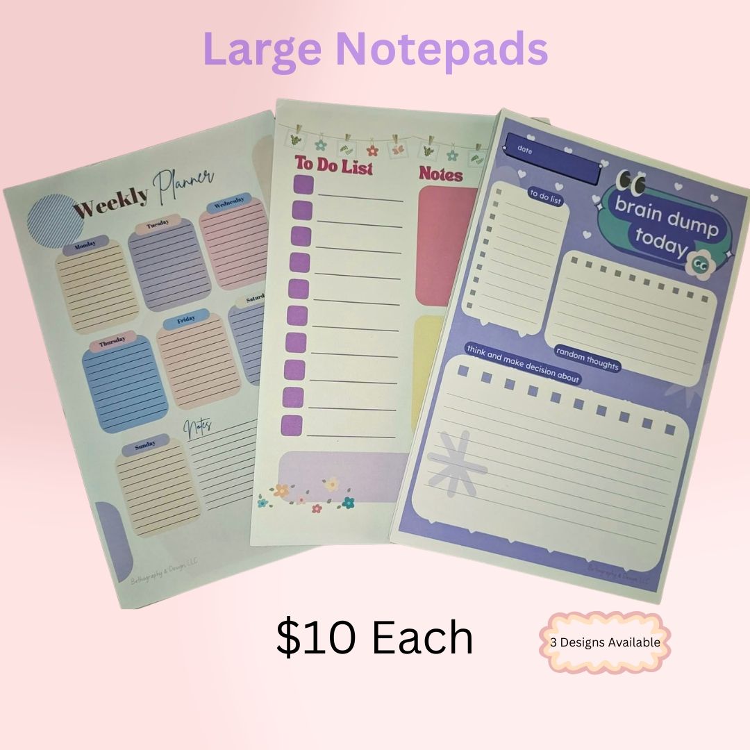 Large Notepads- Planner &amp; Organization Pads (8.5x5.5)
