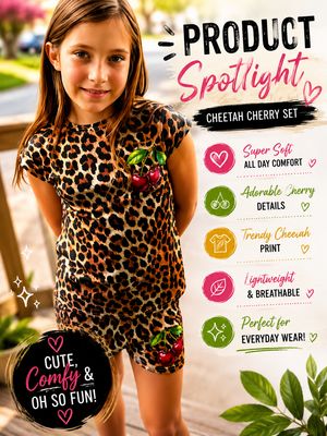 🍒 Girls Leopard Cherry 2-Piece Outfit Set 🍒