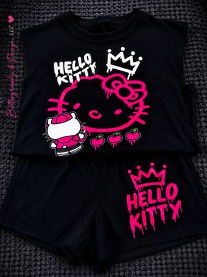 Girls Custom Boutique 2-Piece Short Set – Hello Kitty Graffiti