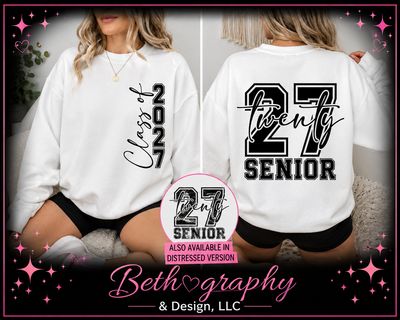 Class of 2027 Front &amp; Back Senior Graduation Apparel