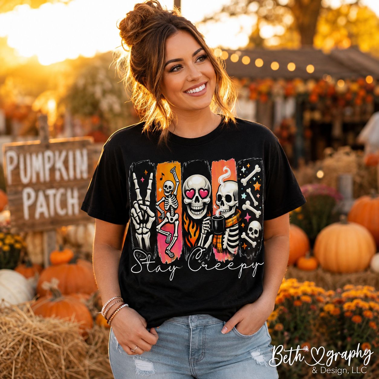 Stay Creepy Skeleton Halloween Graphic Apparel | T-Shirt, Sweatshirt &amp; Hoodie