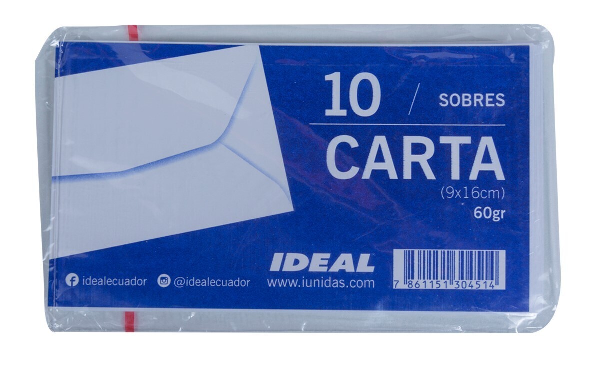 SOBRE IDEAL CARTA BLC 9X16CM