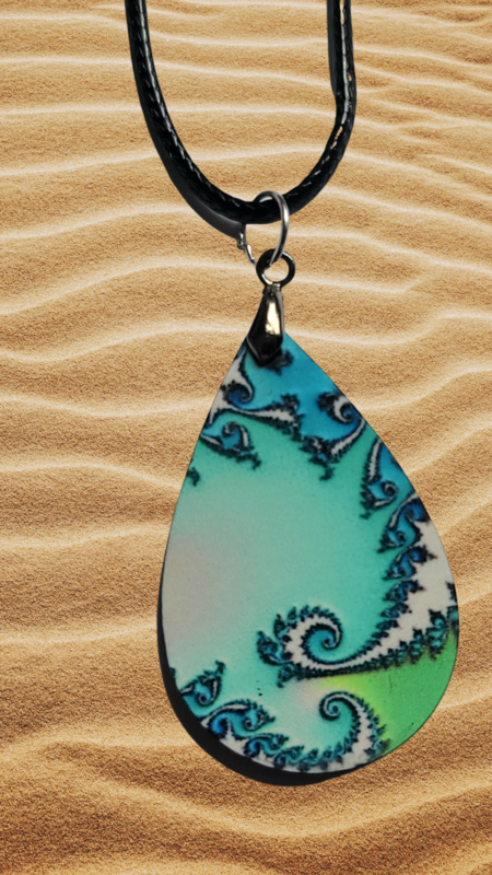 Fractal Middle Wave Earrings, Tropical Ocean