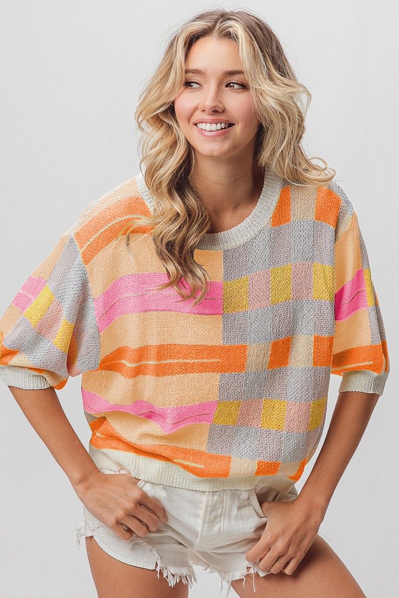 Multi Colored Stripe/Box Top