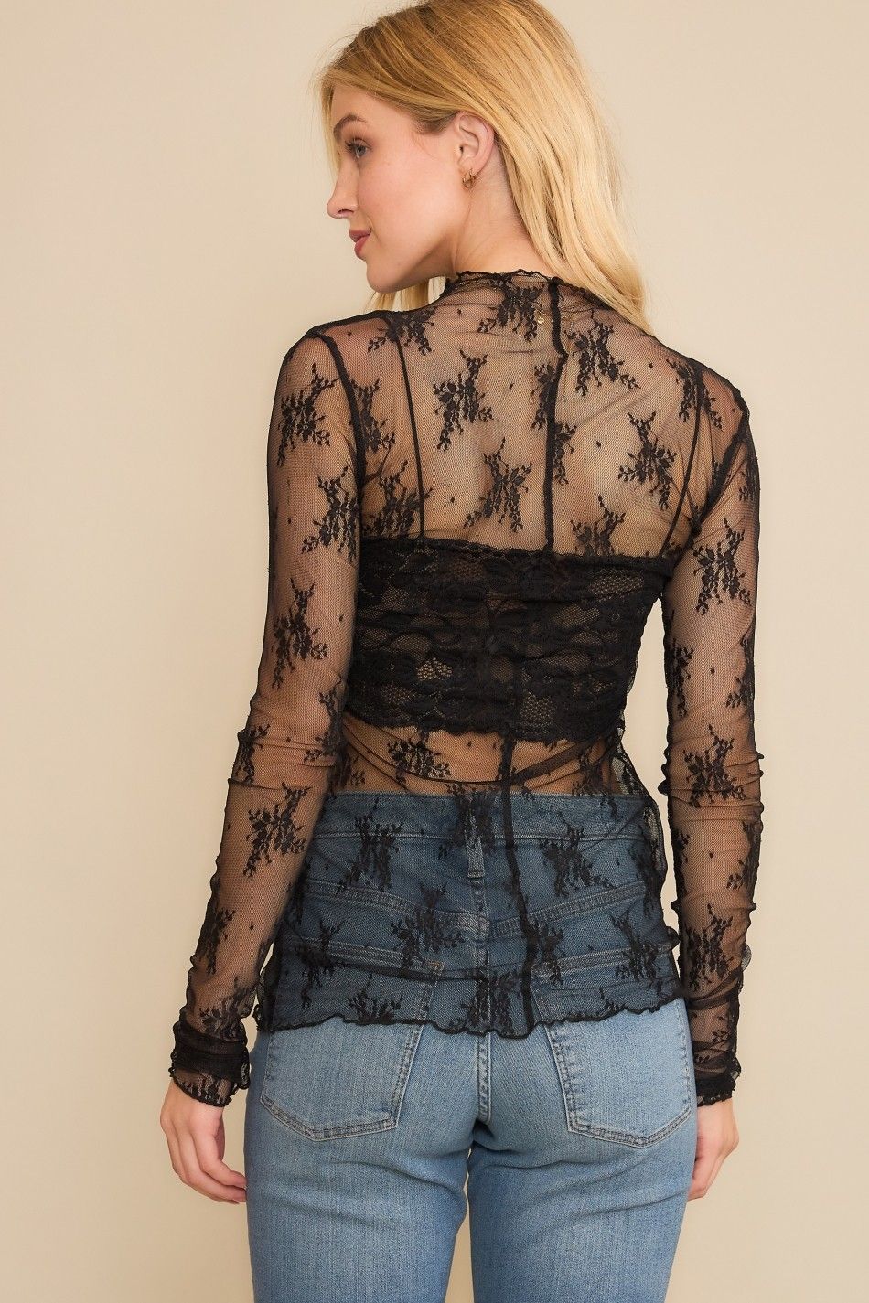 mame - 【 ぴ 】Leaver Lace Long Sleev マメ Mesh Lace Top (More Colors) – Desert Highway Boutique