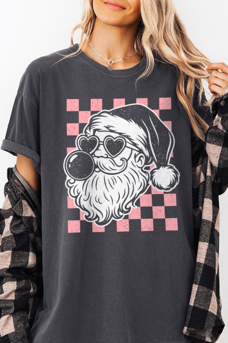 Checker Santa Bubble Gum Tee