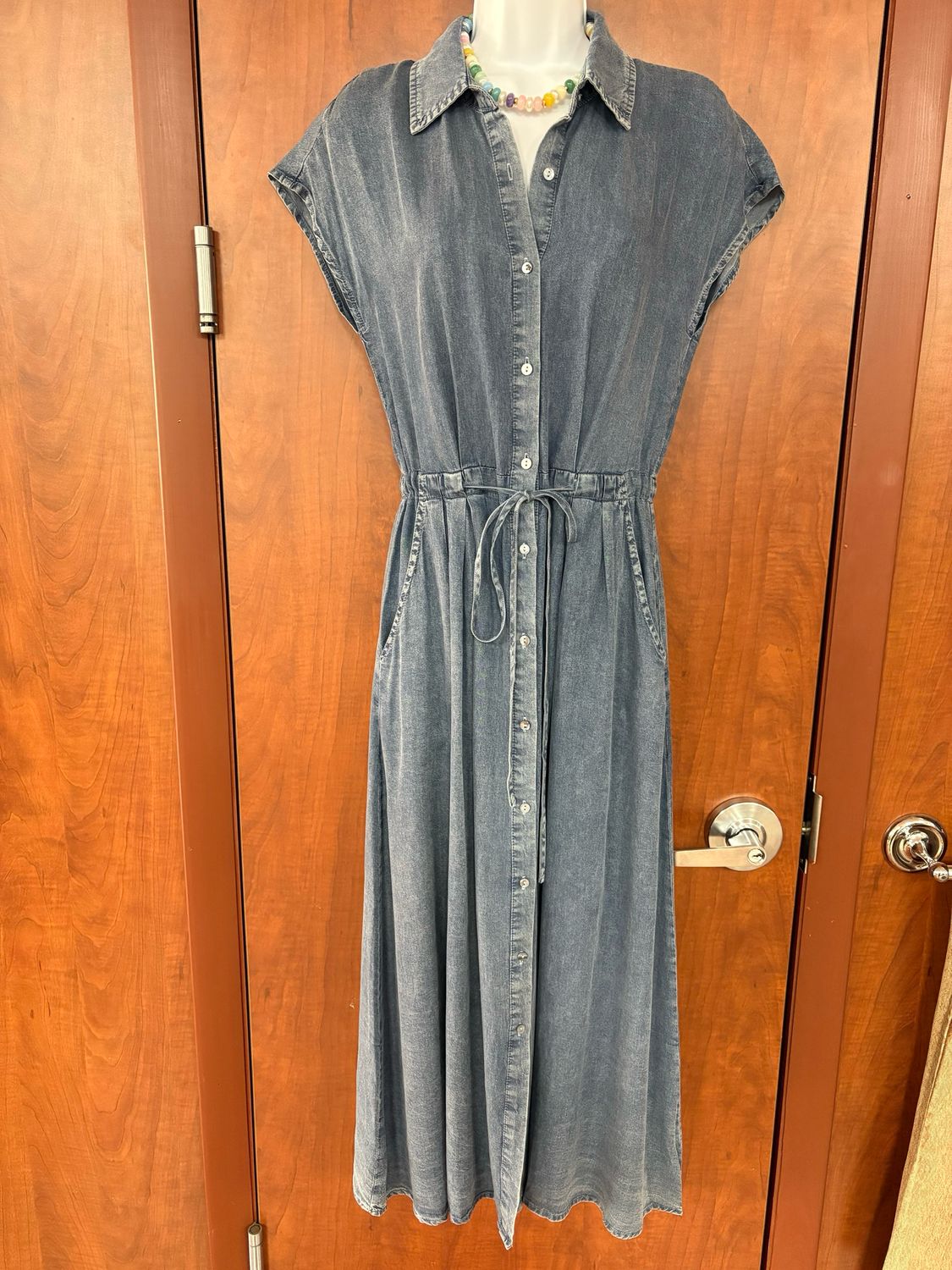 Chambray Button Down Midi Dress